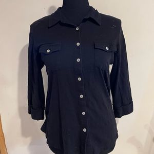 Style & Co Black Cotton Button Down Shirt S M